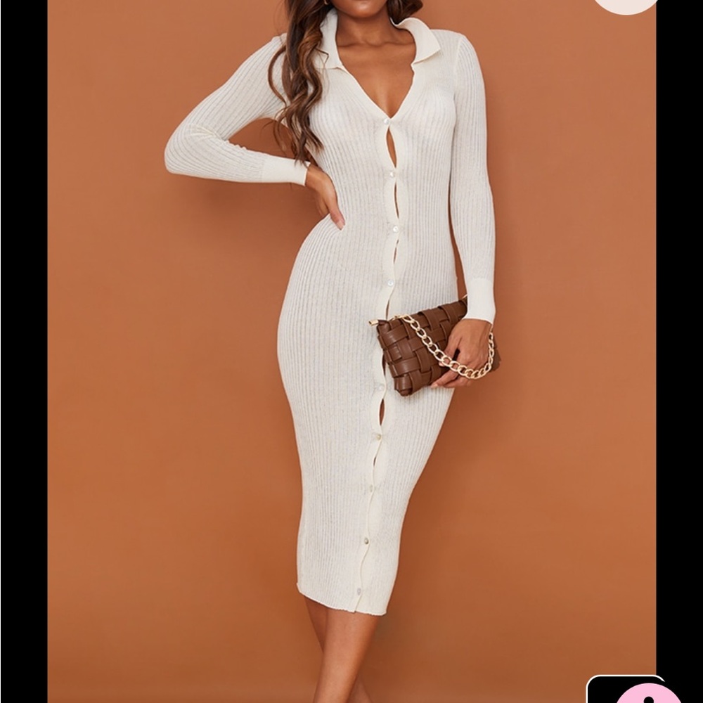 Cream button up midaxi dress